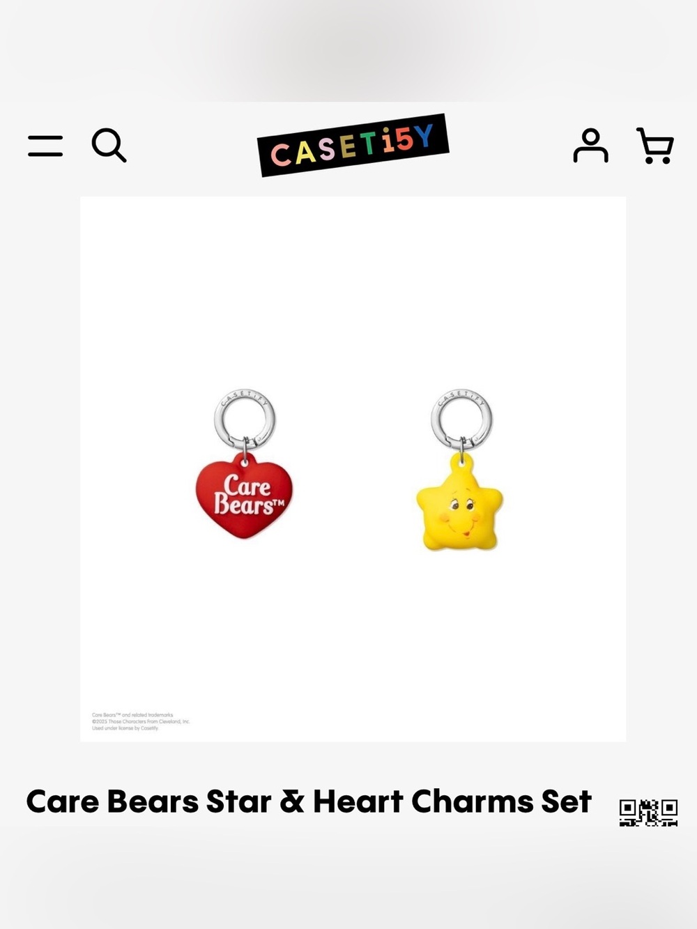 Casetify Care Bears Star & Heart Charms Set
